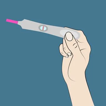Two line pregnancy test and hand Stock Illustration