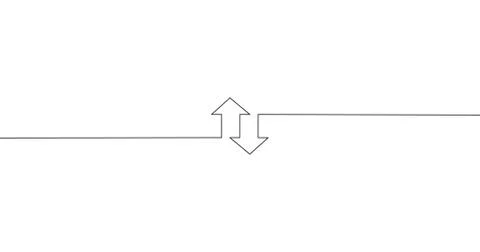 Two linear arrows up down icon, two arrows linear sign yellow background. vector Illustrazione stock