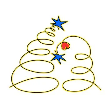 Two linear Christmas trees. Christmas pine tree. Vector formatss 스톡 일러스트