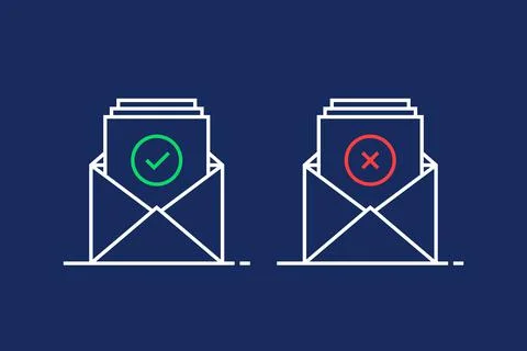 Two linear email like confirm and reject Stock Illustration