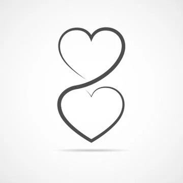 Two linear hearts connected among themselves. Vector illustration. Stock Illustration