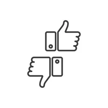 Two linear like icons on white background. Two objects. Thumbs up and thumbs  Stock Illustration