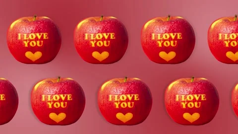 Two lines with apple in different direction on a red background. animation Stock Footage 168327848