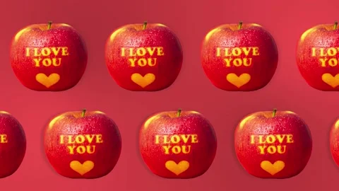 Two lines with apple in different direction on a red background. animation Stock Footage 168327854