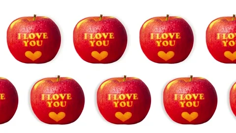 Two lines with apple in different direction on a red background. animation Stock Footage 168334143