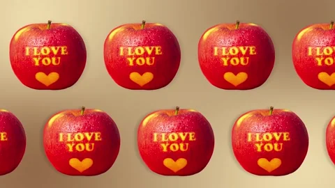 Two lines with apple in different direction on a red background. animation Stock Footage 168334309