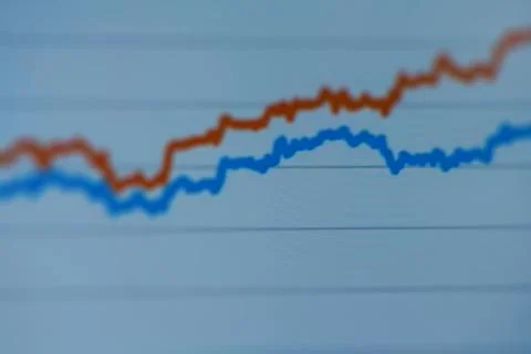 Two lines chart at comparision concept. Data analysis graph. Financial chart, Stock Photos