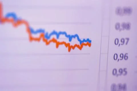 Two lines chart at comparision concept. Data analysis graph. Financial chart, Stock Photos