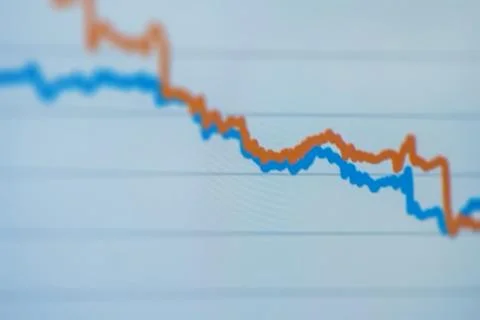 Two lines chart at comparision concept. Data analysis graph. Financial chart, Stock Photos