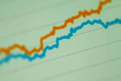 Two lines chart at comparision concept. Data analysis graph. Financial chart, Stock Photos