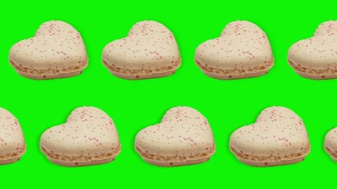 Two lines with Heart shaped macarons animated.Romantic Valentine's Day concept. Stock Footage 168329186