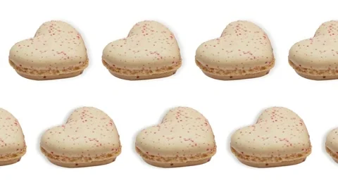 Two lines with Heart shaped macarons animated.Romantic Valentine's Day concept. Stock Footage 168329346