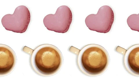 Two lines with Heart shaped macarons animated.Romantic Valentine's Day concept. Stock Footage 168334793