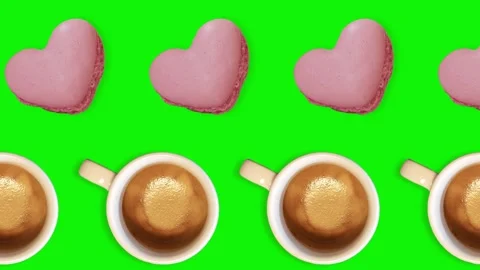 Two lines with Heart shaped macarons animated.Romantic Valentine's Day concept. Video stock 168334826