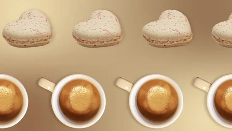 Two lines with Heart shaped macarons animated.Romantic Valentine's Day concept. Video stock 168335307