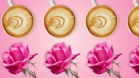 Two lines with many pink rose flowers animated Stock Footage 168335993
