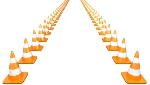 Two lines of traffic cones Stock Illustration
