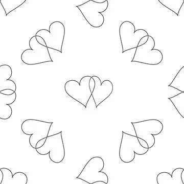 Two Linked Hearts icon seamless pattern on white background. Heart two love sign イラスト素材