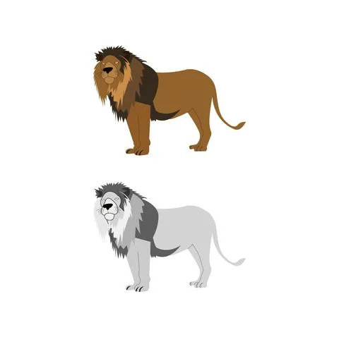 Two lions on white Stock Illustration