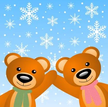 Two little bears Stock Illustration