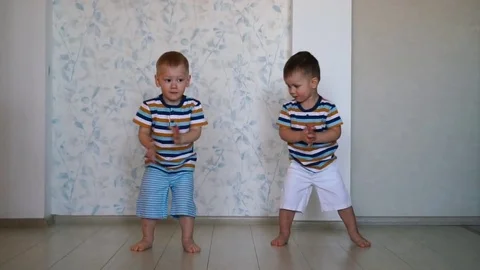 Two little boys are dancing. Stock Footage 85252159