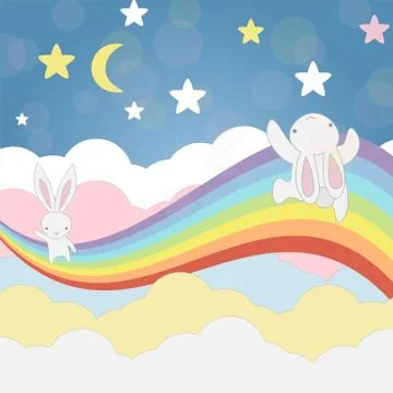 Two little Bunny having fun Stock Illustration