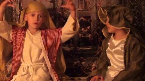 Two Little Shepherds Talking Stock Footage 60032305