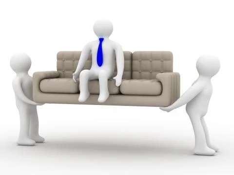 Two loaders bear a sofa with the businessman. Stock Illustration