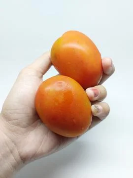 Two local fresh tomato isolated on white background Stock Photos