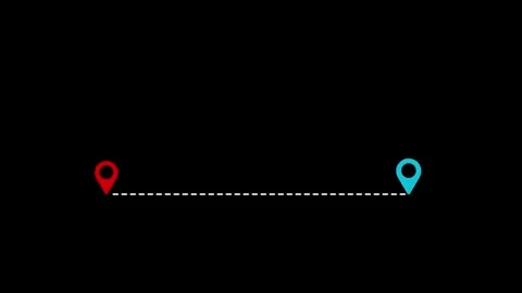 Two location pins connected by a dashed line animated on background. locati.. Stock Footage 308930700