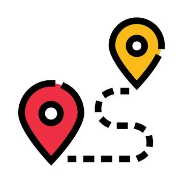 Two location pins with dotted route path Stock Illustration