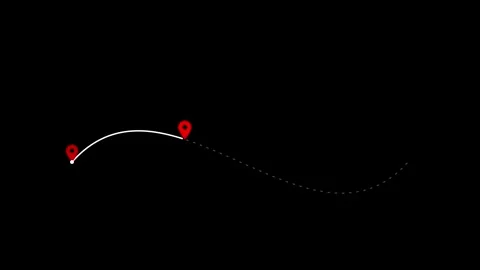 Two location point connecting on a digital map showing route navigation and Stock Footage 346515157