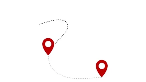Two location point connection with lines arrow direction. Stockbeeldmateriaal 297951959