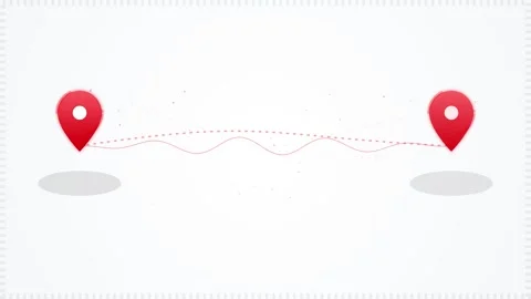 Two location point. Red Map Pin Icon with Connecting Path Lines Stock Footage 341075658
