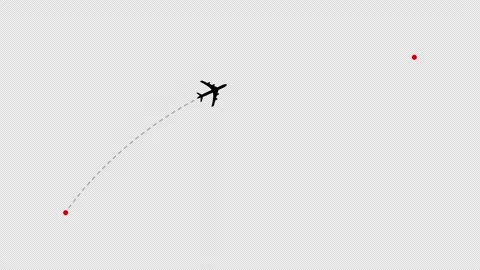 Two location point travel plane animation Stock Footage 312711273