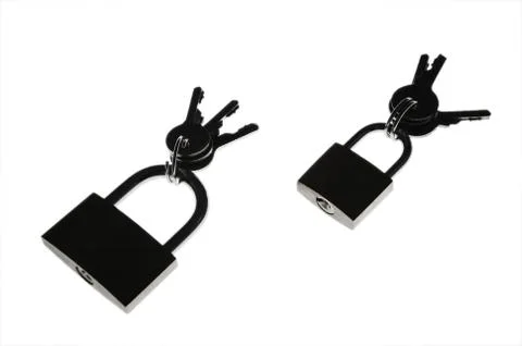 Two locks on a white background Photos