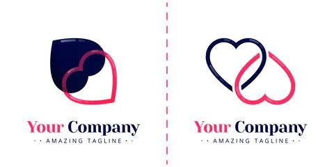 The two logos love sideways and are connected to each other. Templates can be Stock Illustration