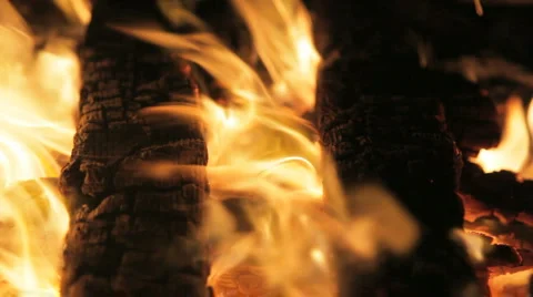 Two logs burning Stock-Footage 2083589
