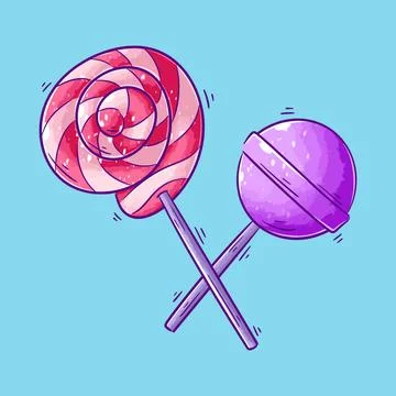 Two lollipops in cartoon style vector Illustrazione stock