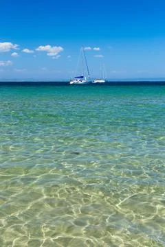Two lonely yachts Stock Photos