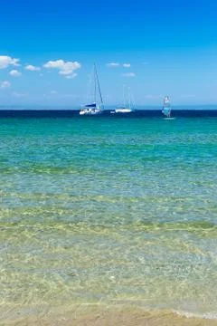 Two lonely yachts Stock Photos