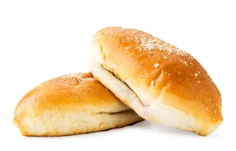 Two long buns on a white background. Isolated Stock Photos