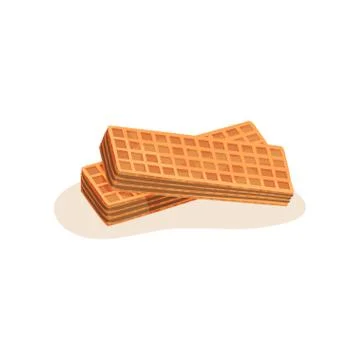 Two long rectangular waffles with chocolate filling. Tasty and sweet food. Flat 库存插图