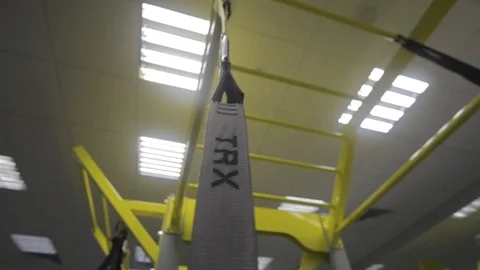 Two Loops For Exercising With Trx Outdoors Stock Footage 99015673