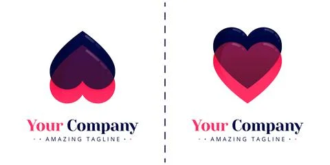 Two love logos that overlap one another with transparent and gradation backgr Stock Illustration