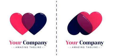 The two love logos which overlap with gradation and transparency. Templates c Stock Illustration