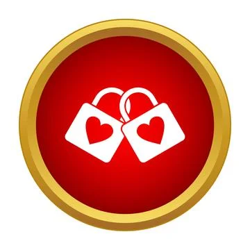 Two love padlocks icon symbolizing commitment and romance Stock Illustration