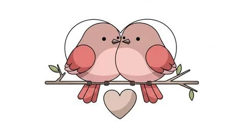 Two lovebirds on a branch Ilustração Stock