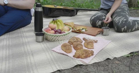 Two Lovers Eat At a Picnic Stock Footage 112150870