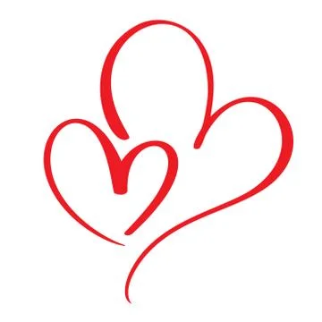 Two lovers heart. Handmade vector calligraphy. Decor for greeting card, mug Stock Illustration